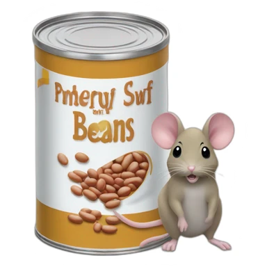 can of beans with mouse on label sticker