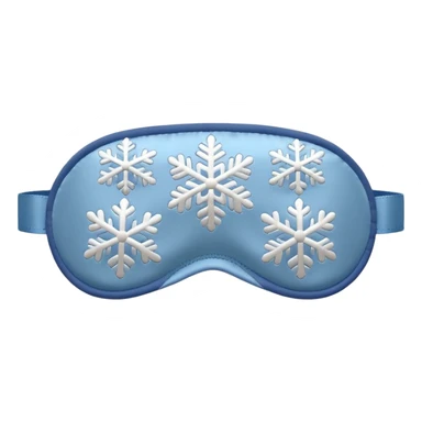 emoji of an isolated silky sleep mask with a small embroidered snowflake pattern, no eyes, no face, no character features, smooth satin texture with gentle shine, pastel grey-blue color, soft rounded shape, cozy winter pajama mood, soft shadows sticker