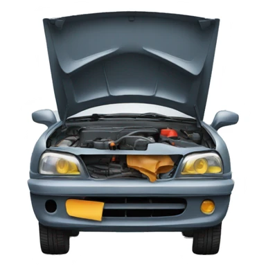 repair of a car with an open hood sticker