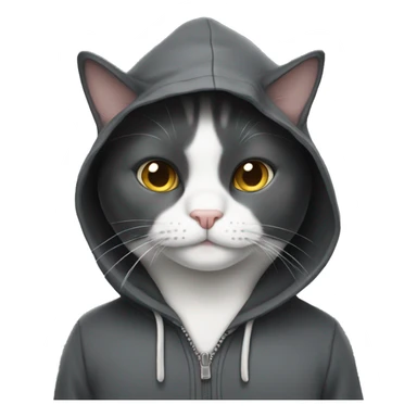 Tuxedo cat with a grey hoodie  sticker
