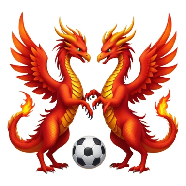 Phoenix and dragon playing football sticker