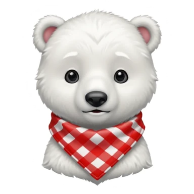 baby polar bear wearing a red and white checkered Neckerchief sticker