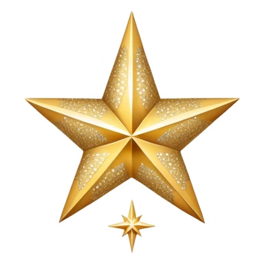 a large sparkle star where each point has a different pattern or texture, varied patterns on single sparkle sticker