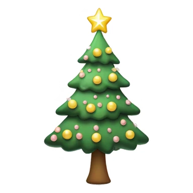 Christmas tree with pale pink ornaments and light yellow star  sticker
