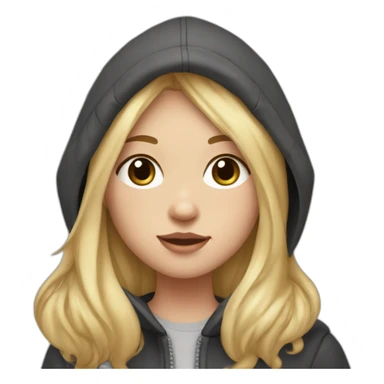 A blonde girl with smooth hair and a ray in the middle of his hair, she has light skin a few freckles, and she wear a hoodies and she Carries in his arms a baby black labrador dog  sticker