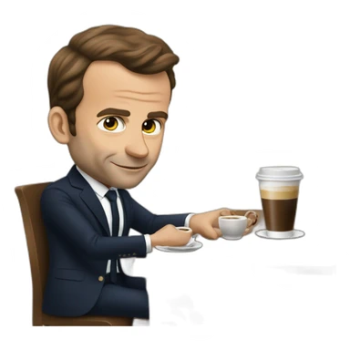 Emanuel Macron en train de boire un café sticker