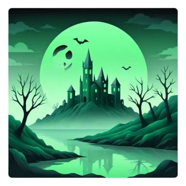 Ghostly Pastel Black Green Spectral Gloomy Dusky Dystopian Apocalyptic Aesthetic Scenery Deco sticker
