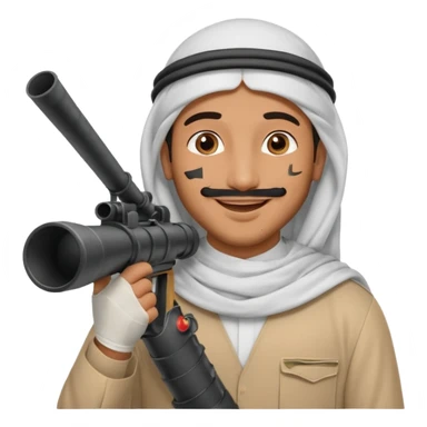 An emarati arab man holding a bazooka while sending kisses sticker