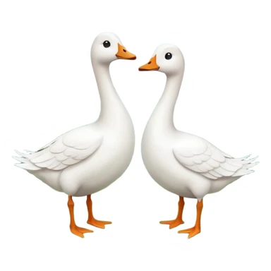 white geese standing on a small green hill, front view, foggy sticker
