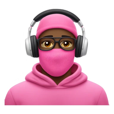 guy in pink balaclava listening to music on headphones AirPods Max  sticker