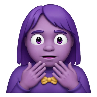 Grimace , half frown with a side eye and hands clasped together sticker