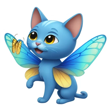 Blue cat with butterfly wings sticker