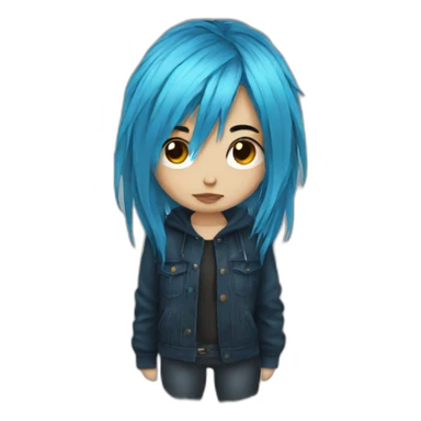Emo girl with choppy blue hair sticker