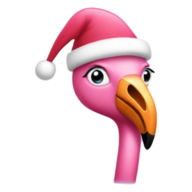 Pink flamingo with a Santa hat  sticker