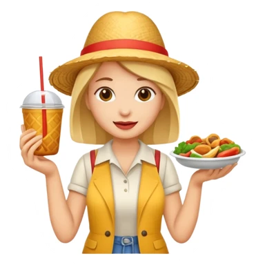 tourist woman holding street food sticker