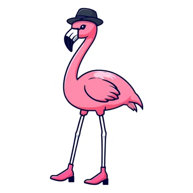 Flamingo with hat and heels and socks sticker