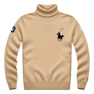 Ralph Lauren sweater, white, turtleneck, small polo logo sticker