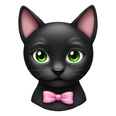 black cat with green eyes pink bow sticker