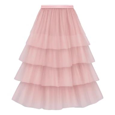 Long soft pink tiered tulle skirt, isolated sticker
