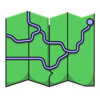 Folded map icon with subtle relationship paths drawn across it, symbolizing personal exploration of love and attraction patterns sticker