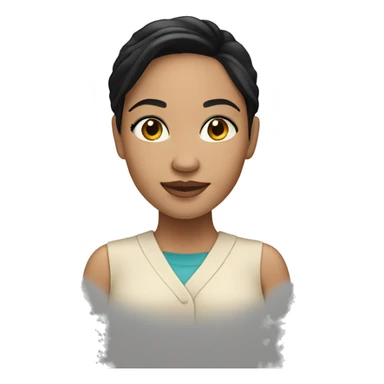 Light skin girl with black hair wearing black hearing aids  sticker