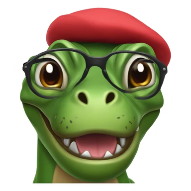 Mad Green Trex wearing red beret and eyeglasses  sticker