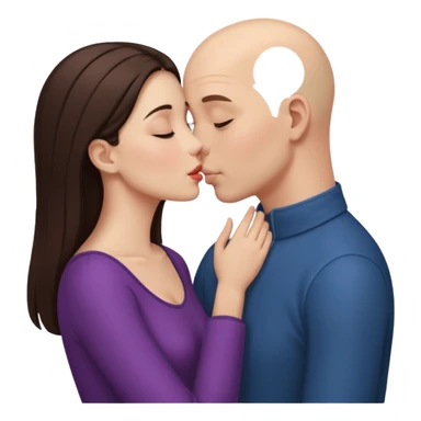 Tall Bald boy kissing a brunette girl  sticker