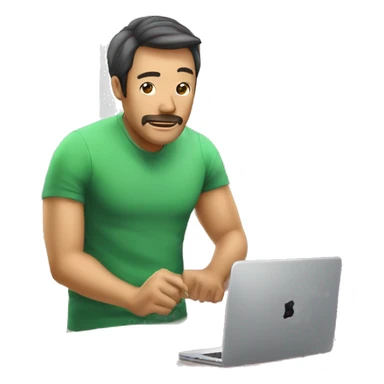 Homem segurando um iphone na mao direita e android na mao esquerda sticker