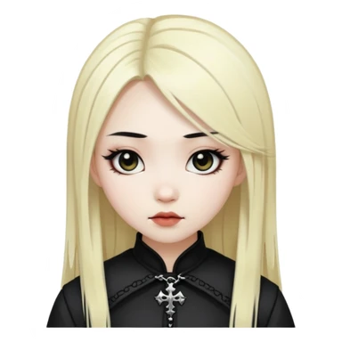 asian girl with blonde hair and black roots, dressed goth sticker