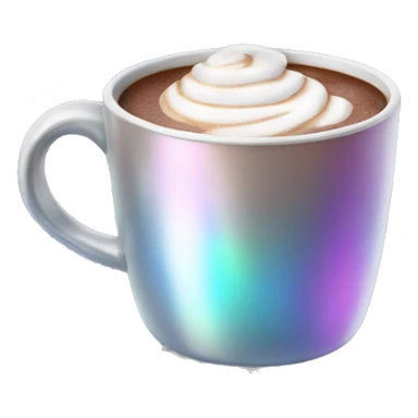 Realistic isolated gradient silver holographic hot chocolate mug. sticker