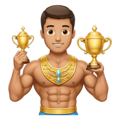 a man lifting trophy  sticker