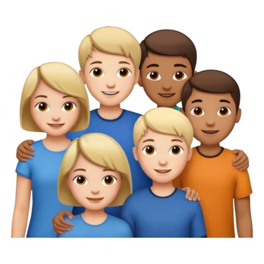 I want a 5 persons, 3 girls, one of them have a short hair, and 2 boys  sticker