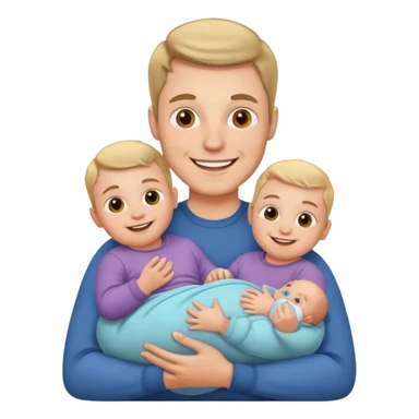 white man with three babies sticker
