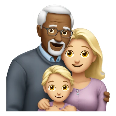 Female grandma, male grandpa hugging 19 year old blonde granddaughter  sticker