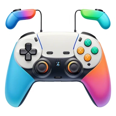 An icon showing a split-screen game with two sections, each featuring different gameplay action. Two PS5 controllers rest below, symbolizing local multiplayer fun. The design captures the excitement of competitive and cooperative gaming. A transparent background sticker