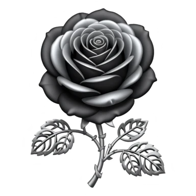 Black and silver filigree rose, 3D, extremely detailed design sticker
