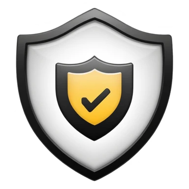 Instagram verification badge, white shield with black check mark in the center, clear and simple emoji style, no text sticker