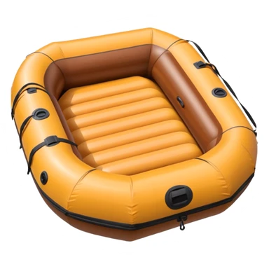 brown round inflatable boat with several seats around the perimeter sticker