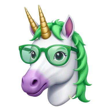 unicorn with green glasses sticker