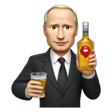 Vladimir poutine avec une bouteille de vodka sticker