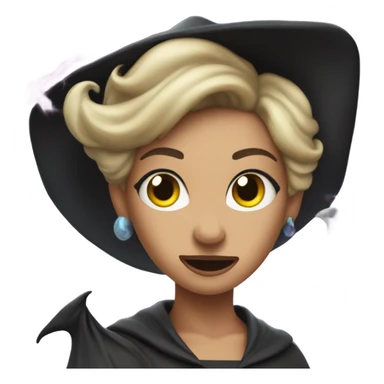 Evelyn looking like a witch with a tornado in the background sticker