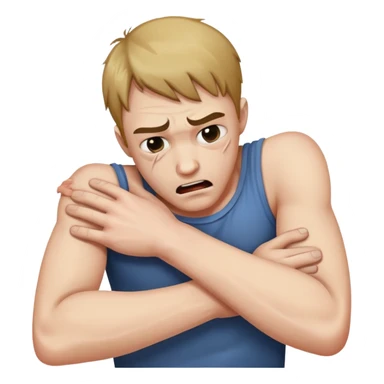 man strangling himself with arms sticker