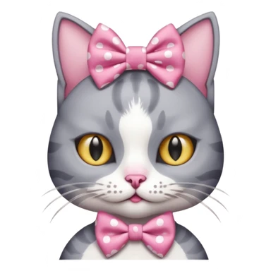 Evil Gray and white evil cat with a pink polka dot dress and with a pink polka dot bow on the Head cute sticker