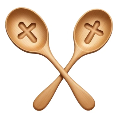 two wooden spoons hitting each other with their flat sides, creating a cross-like shape with their handles sticker