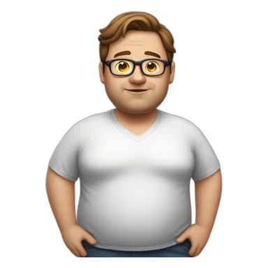 Very fat man with brown hair and glasses without beard  sticker