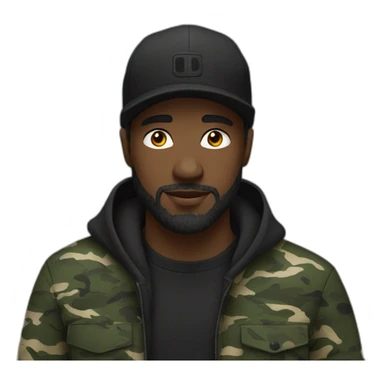 black man in camo hat with beard and in a black hoodie sticker