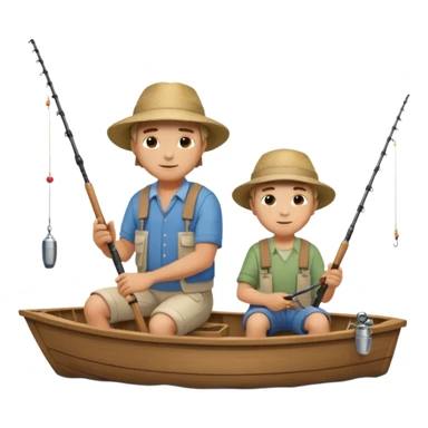 Father and son fishing on a boat sticker