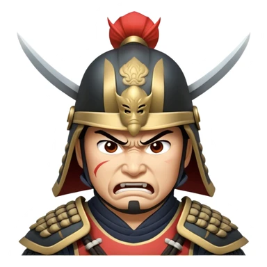 angry samurai warrior with helmet and armor sticker