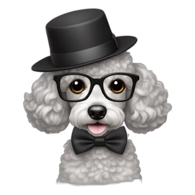 Poodle-reading-a-paper-and-wearing-glasses-and-hat-and-bowtie sticker