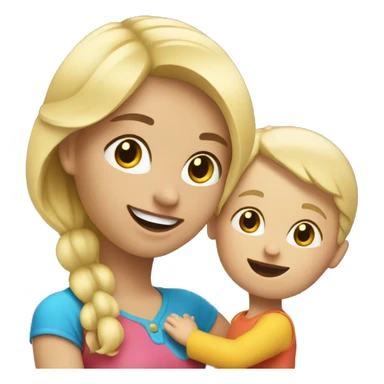 blonde women playing with blonde child with toys sticker